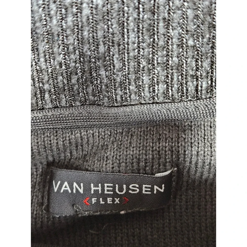 Van Heusen Flex Mens Large Gray Marled Mock‎ Neck Quarter Button Sweater 528520